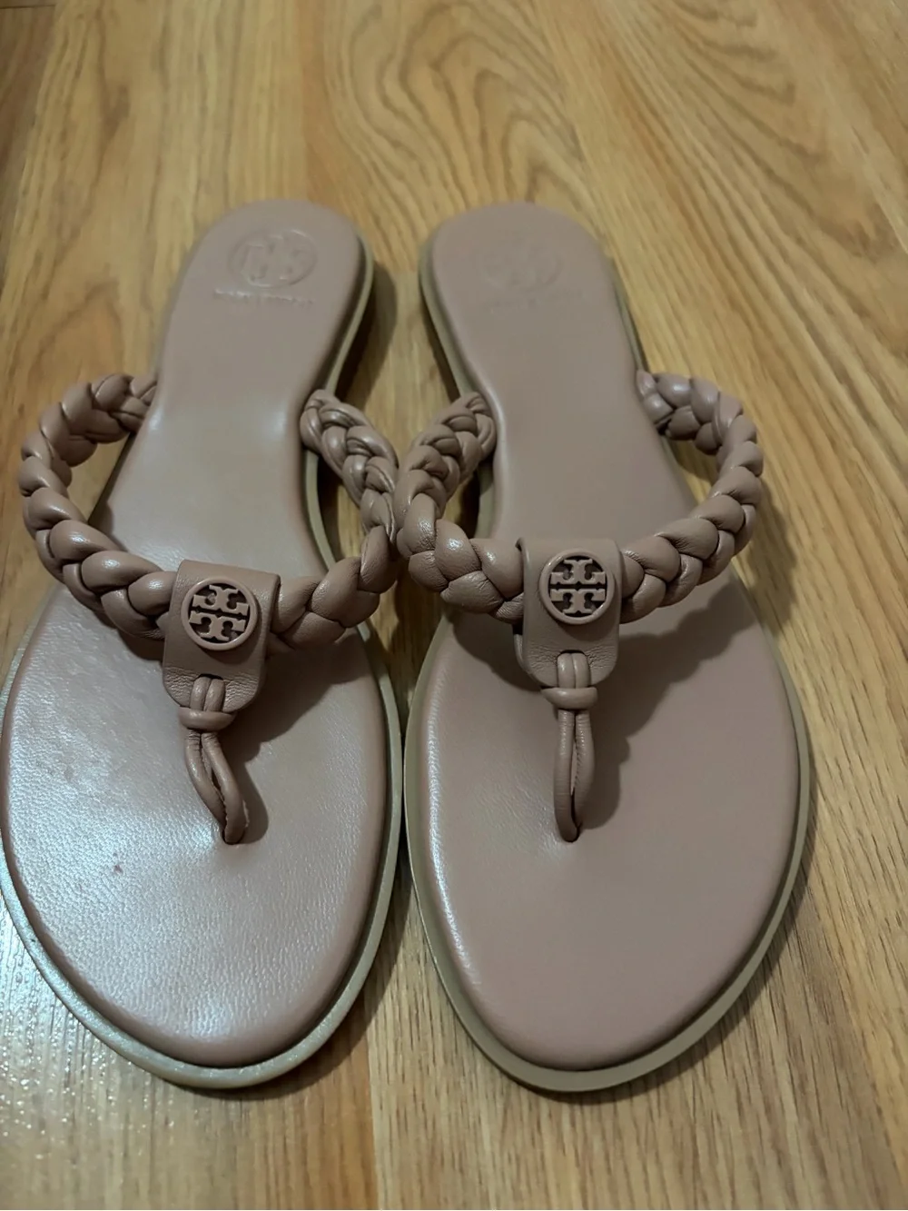 Tory Burch Braided Thong Sandals in Blush Taupe